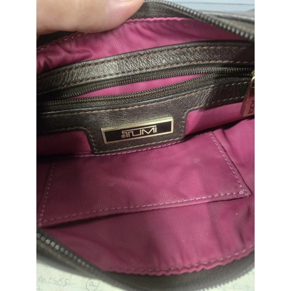 Goku Tumi Accessory Pouch Monogram Logo Plate Canvas Black